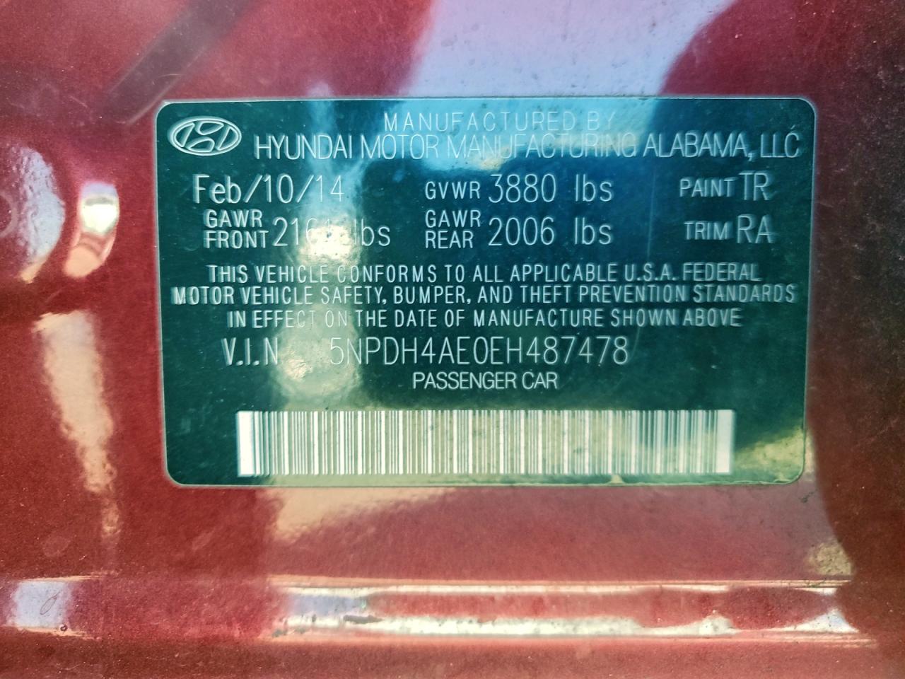 2014 HYUNDAI ELANTRA SE photo 12