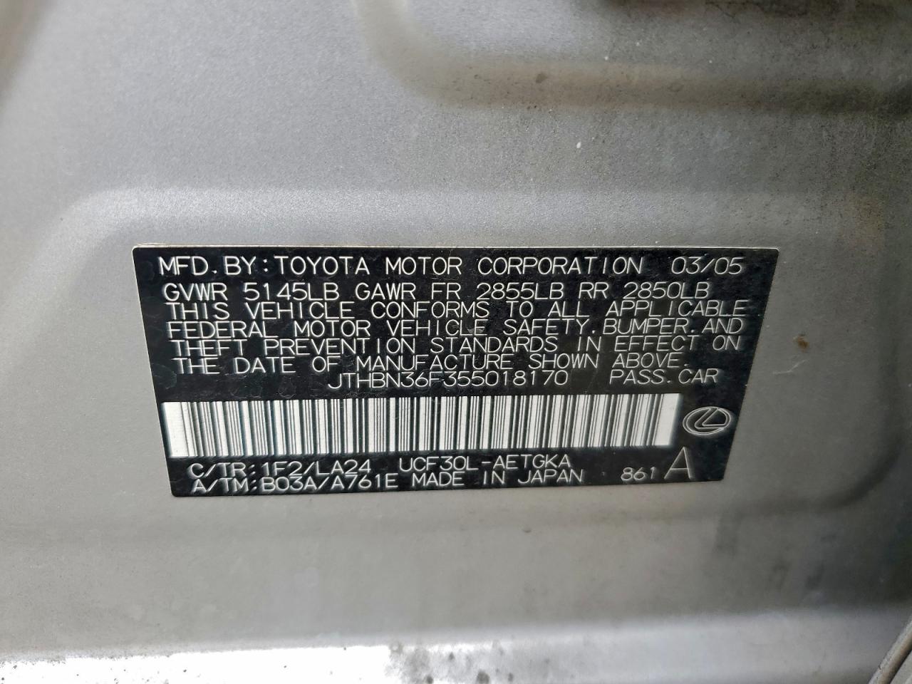 2005 LEXUS LS 430 photo 12