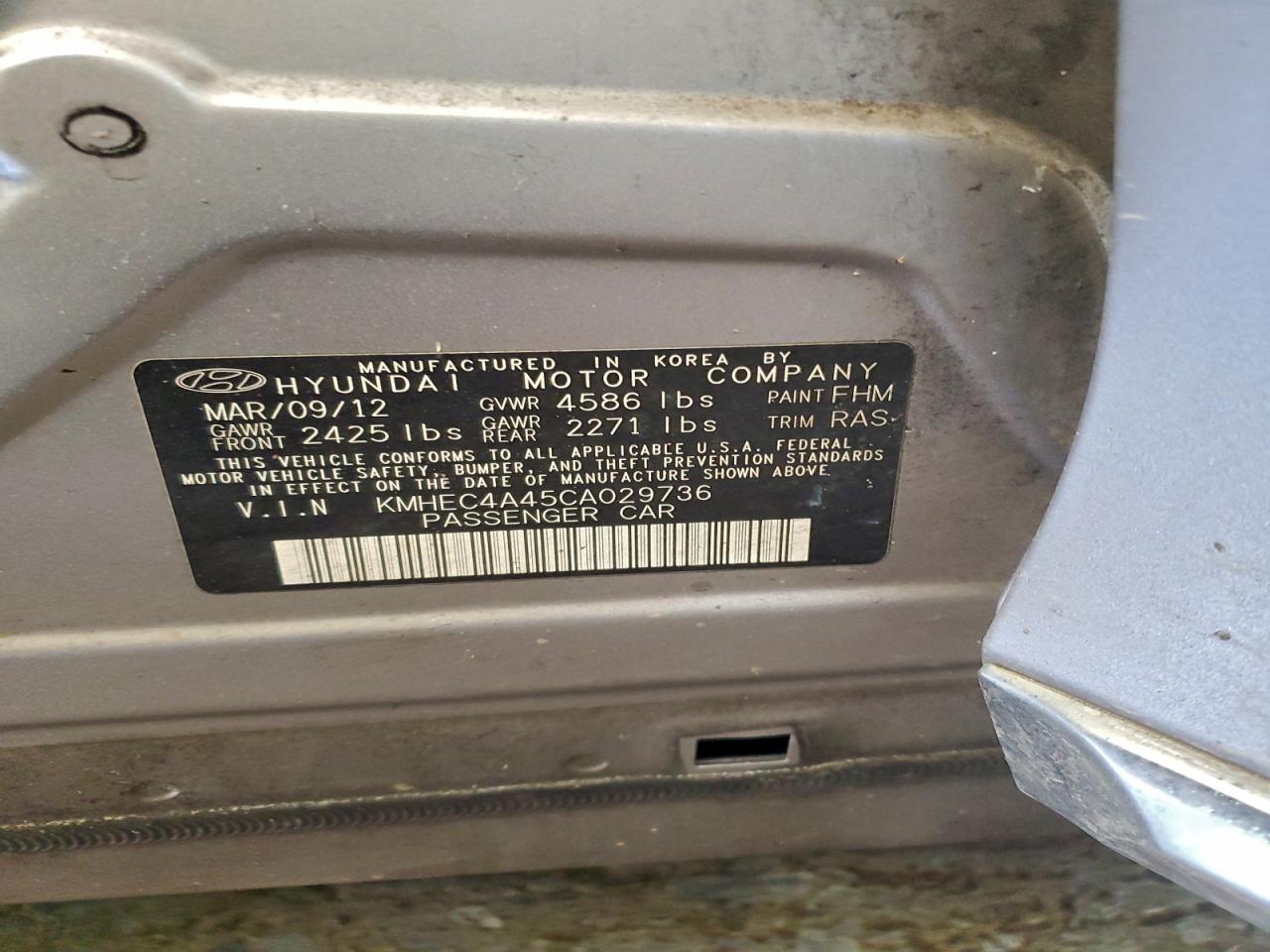 2012 HYUNDAI SONATA HYBRID photo 37