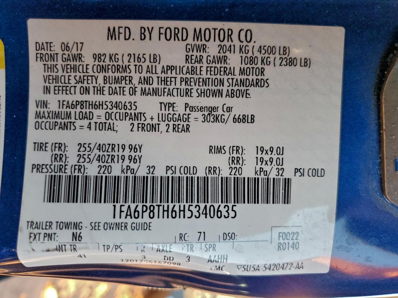 2017 FORD MUSTANG photo 23