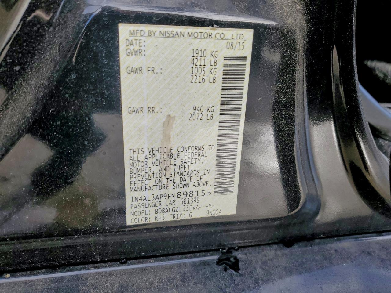 2015 NISSAN ALTIMA 2.5 photo 23