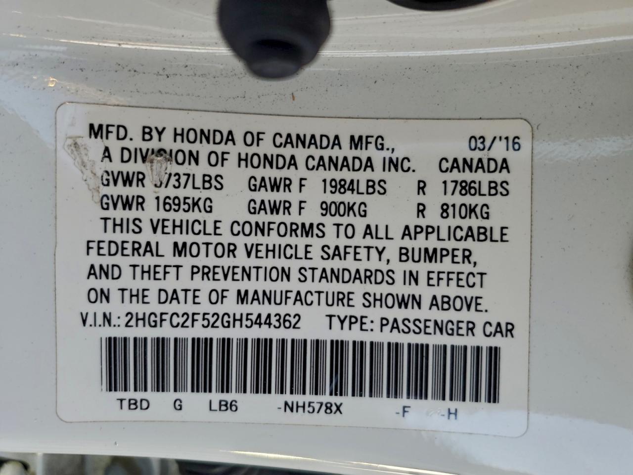 2016 HONDA CIVIC LX photo 12