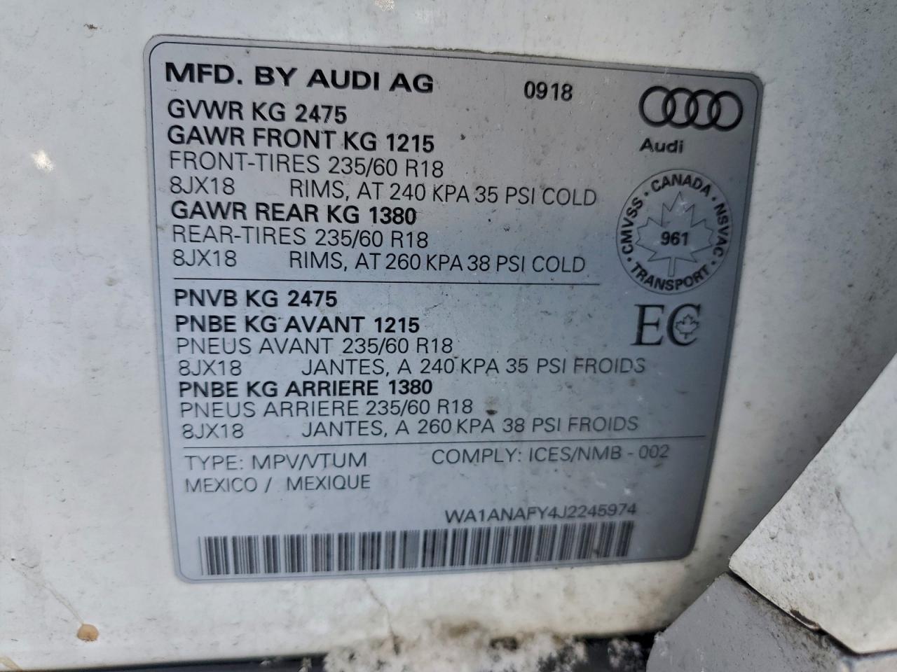 2018 AUDI Q5 PREMIUM photo 13