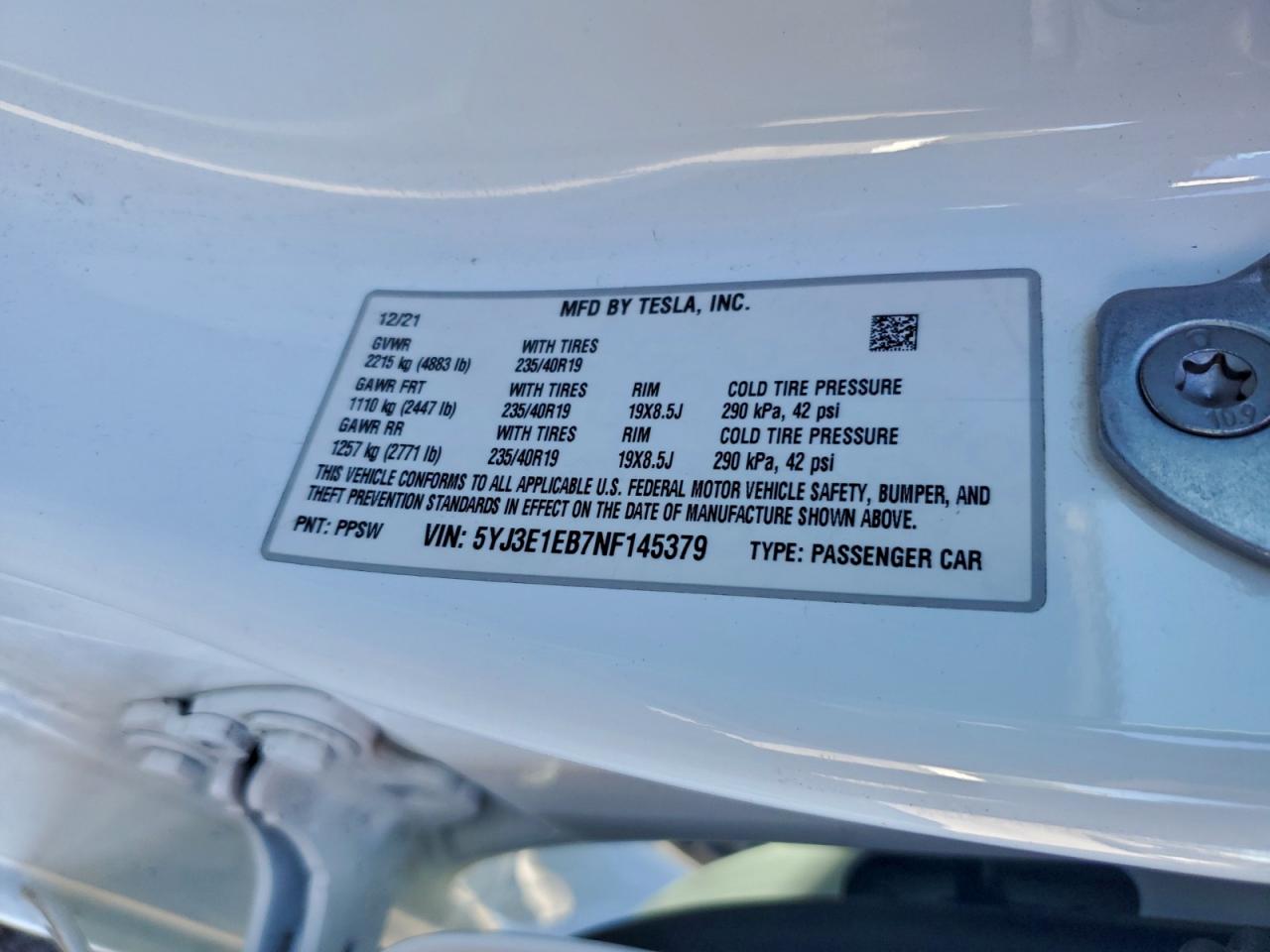2022 TESLA MODEL 3 photo 12