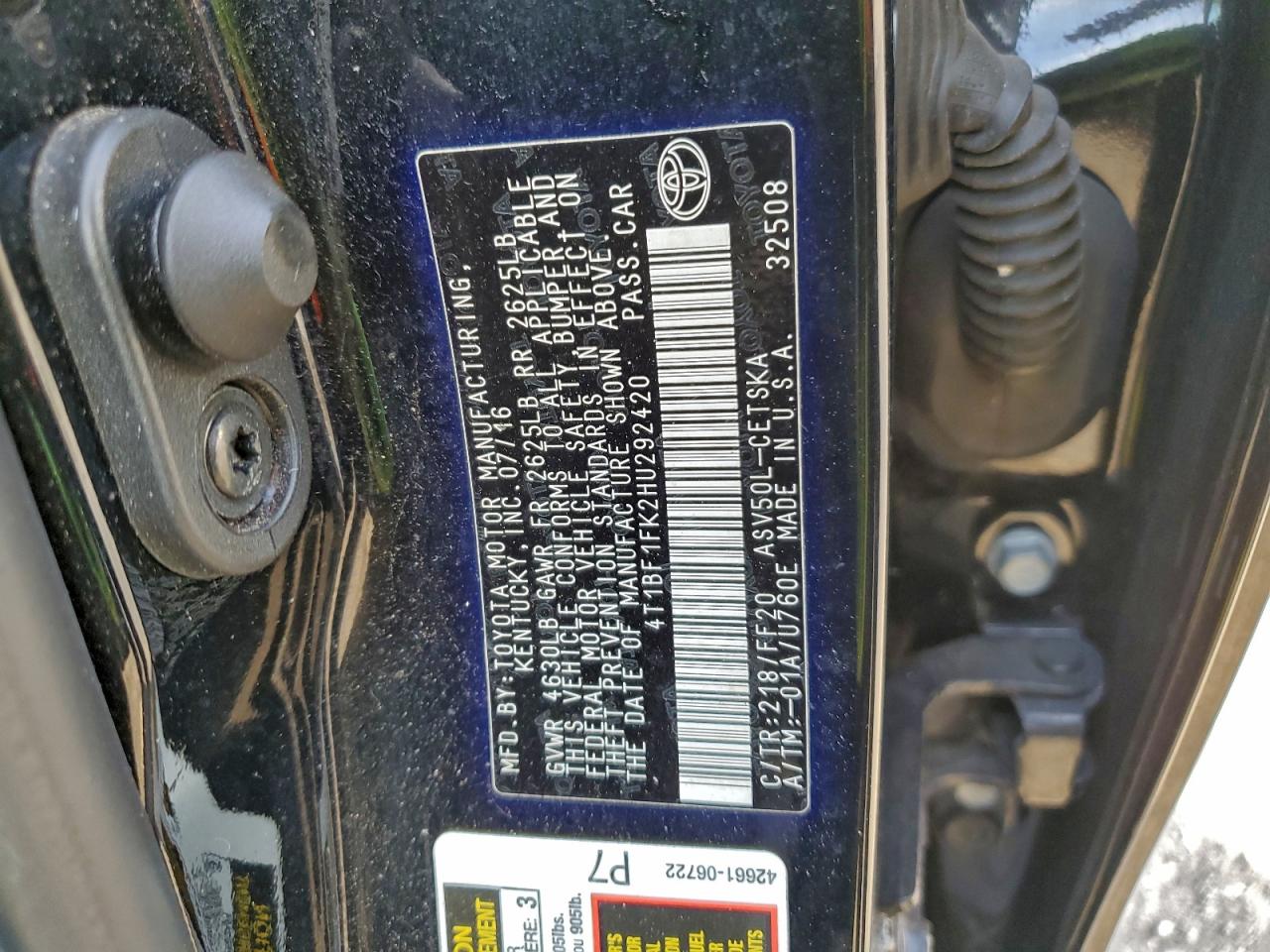 2017 TOYOTA CAMRY LE photo 12
