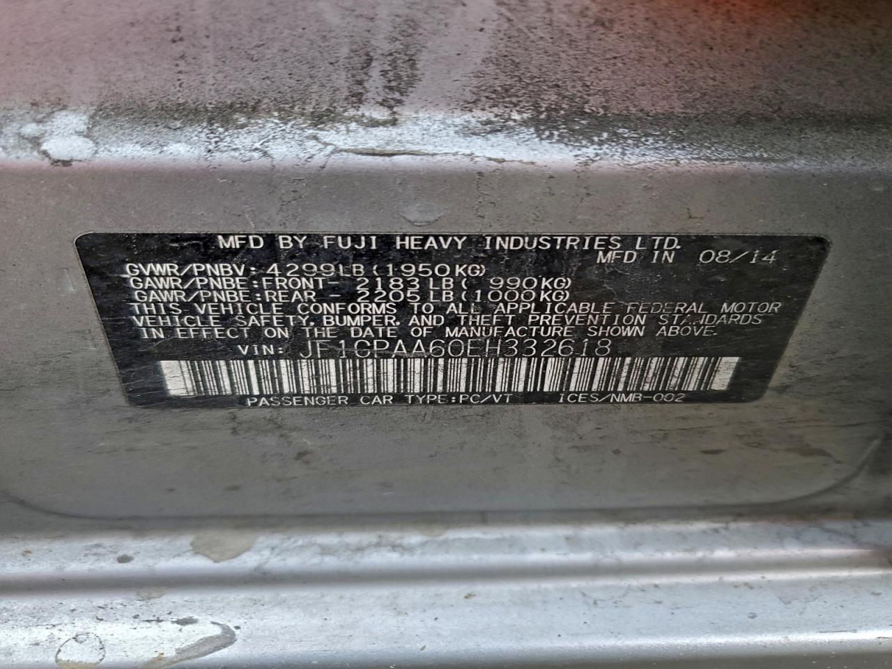2014 SUBARU IMPREZA photo 12