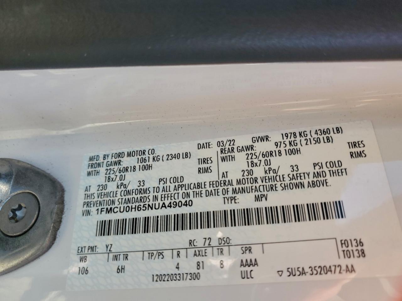 2022 FORD ESCAPE SEL photo 27