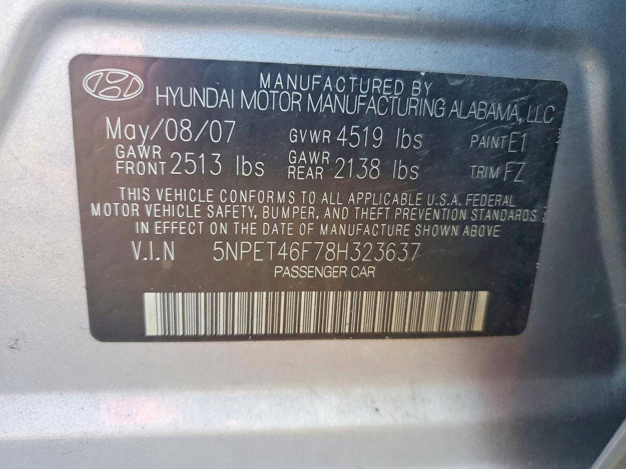2008 HYUNDAI SONATA GLS photo 12