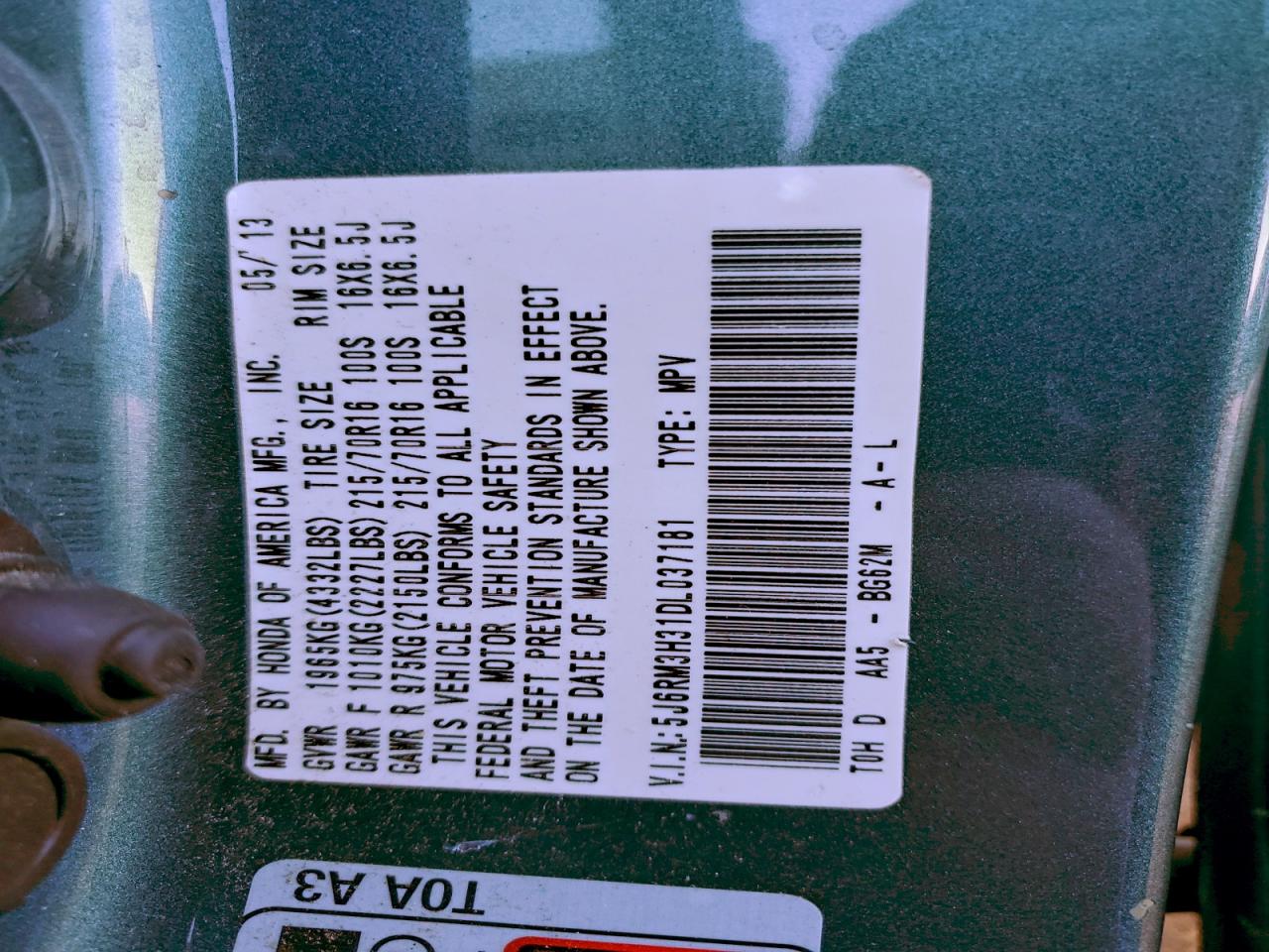 2013 HONDA CR-V LX photo 25