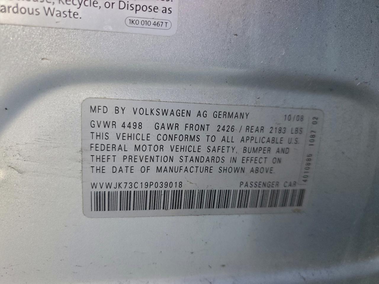 2009 VOLKSWAGEN PASSAT TURBO photo 23