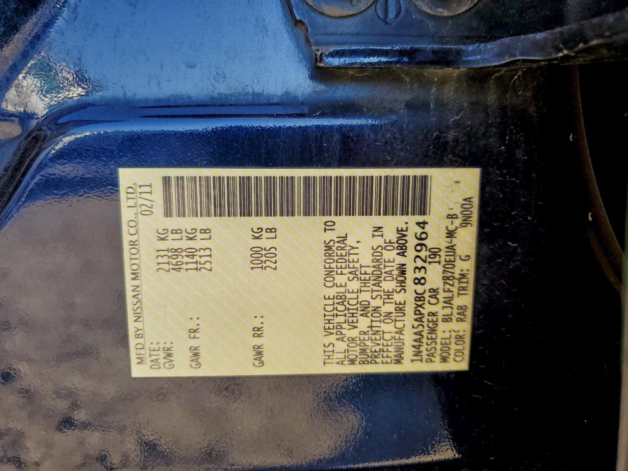 2011 NISSAN MAXIMA S photo 12