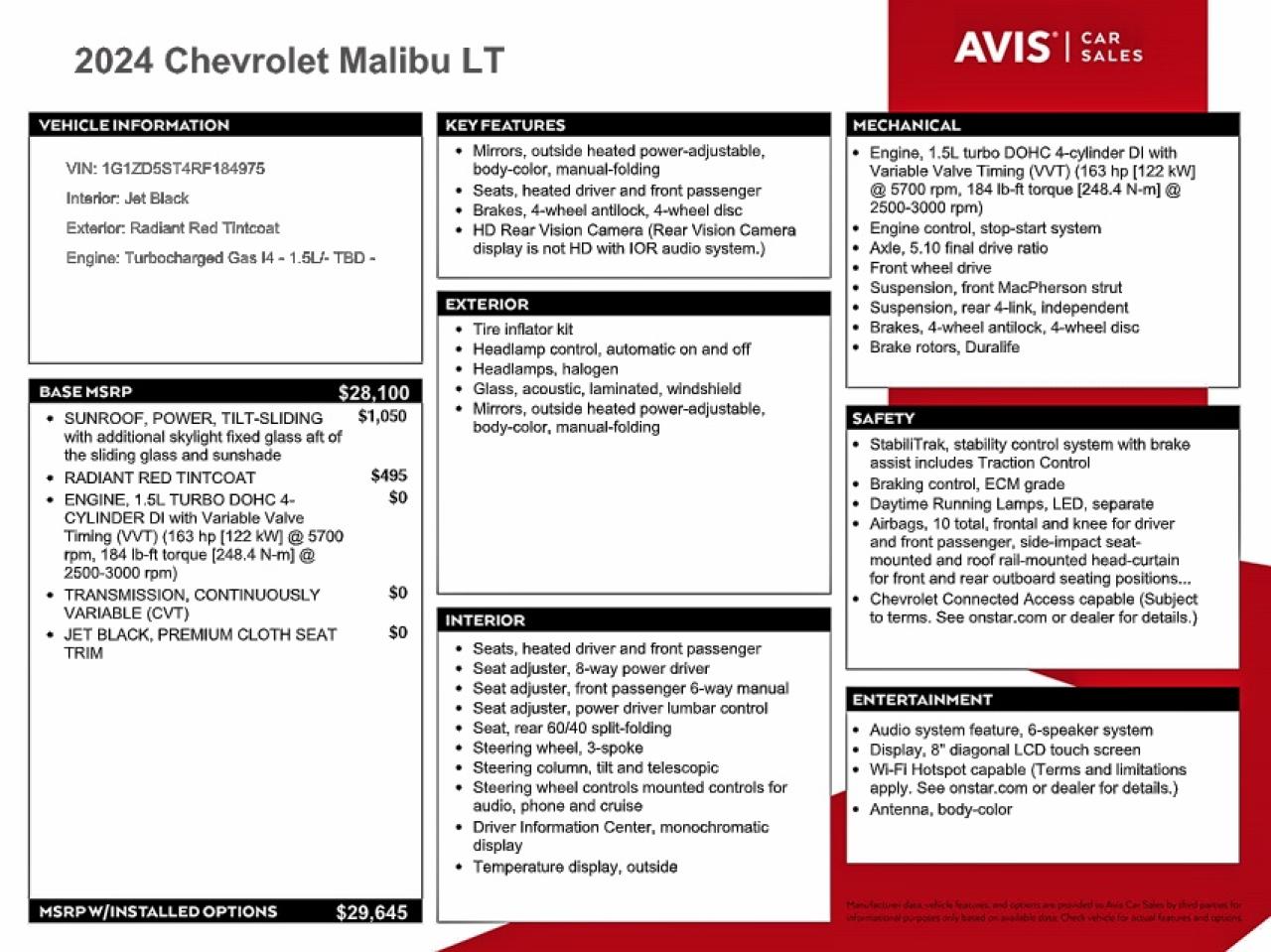 2024 CHEVROLET MALIBU LT photo 12