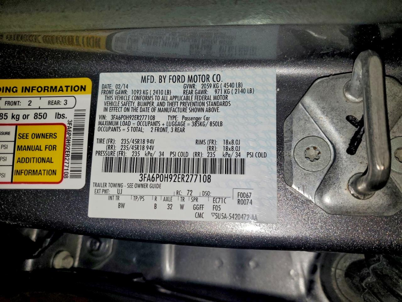 2014 FORD FUSION SE photo 34