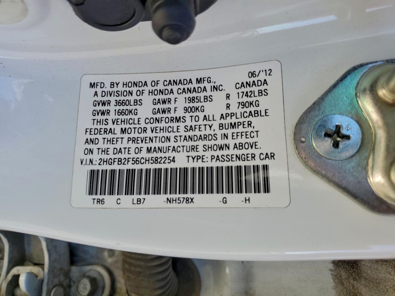 2012 HONDA CIVIC LX photo 23