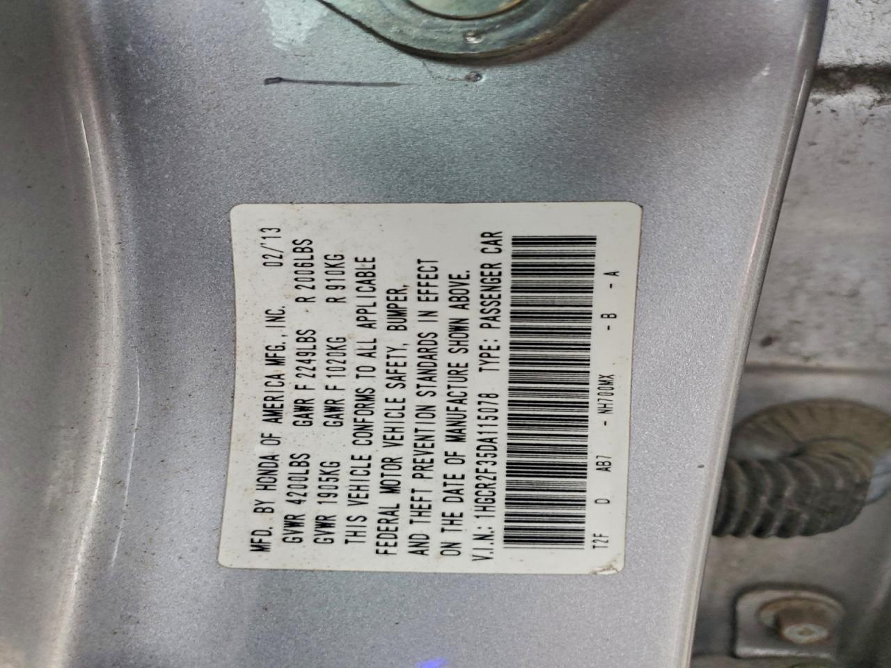 2013 HONDA ACCORD LX photo 12