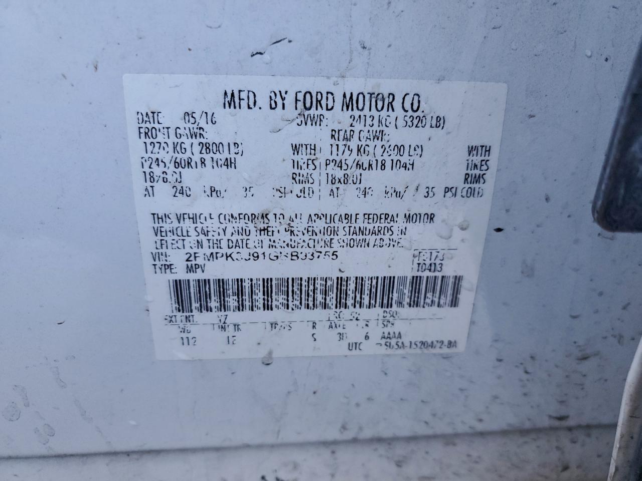 2016 FORD EDGE SEL photo 13