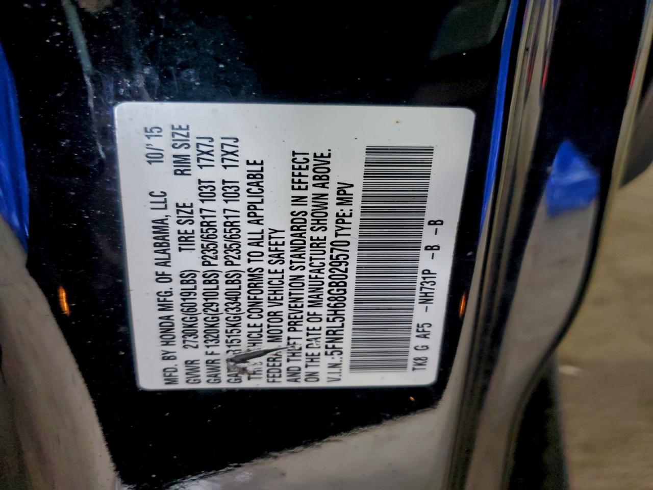 2016 HONDA ODYSSEY EXL photo 25