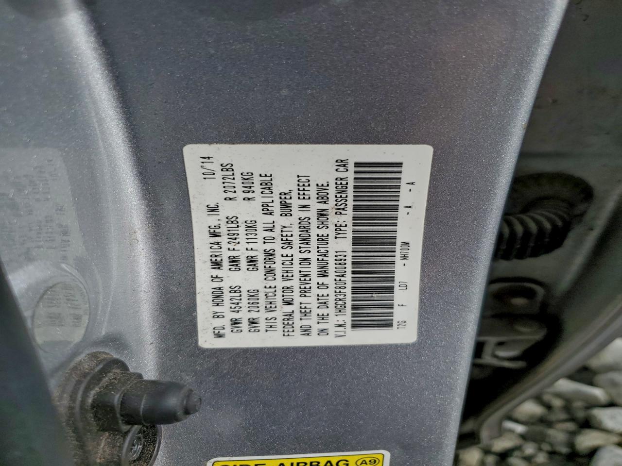 2015 HONDA ACCORD EXL photo 12