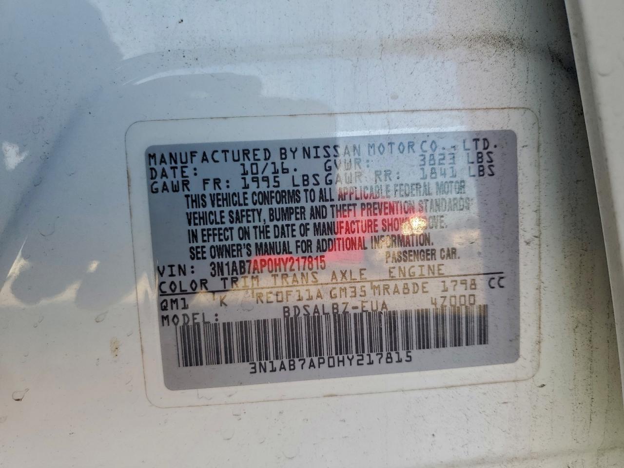 2017 NISSAN SENTRA S photo 12