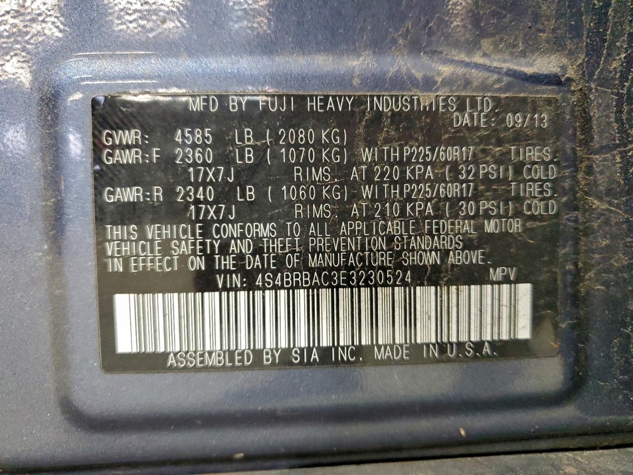 2014 SUBARU OUTBACK 2.5I photo 25
