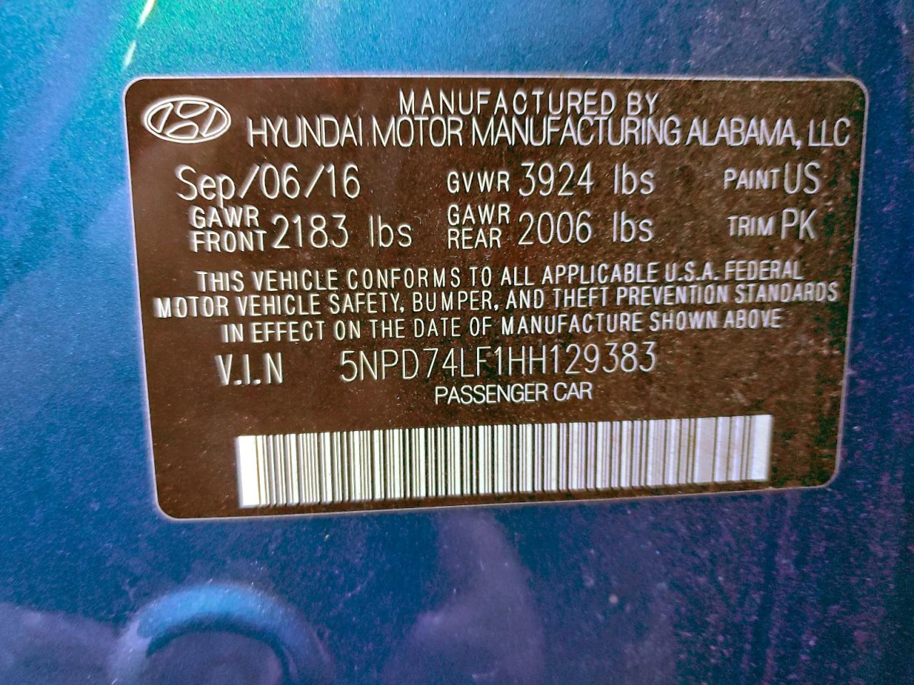 2017 HYUNDAI ELANTRA SE photo 12
