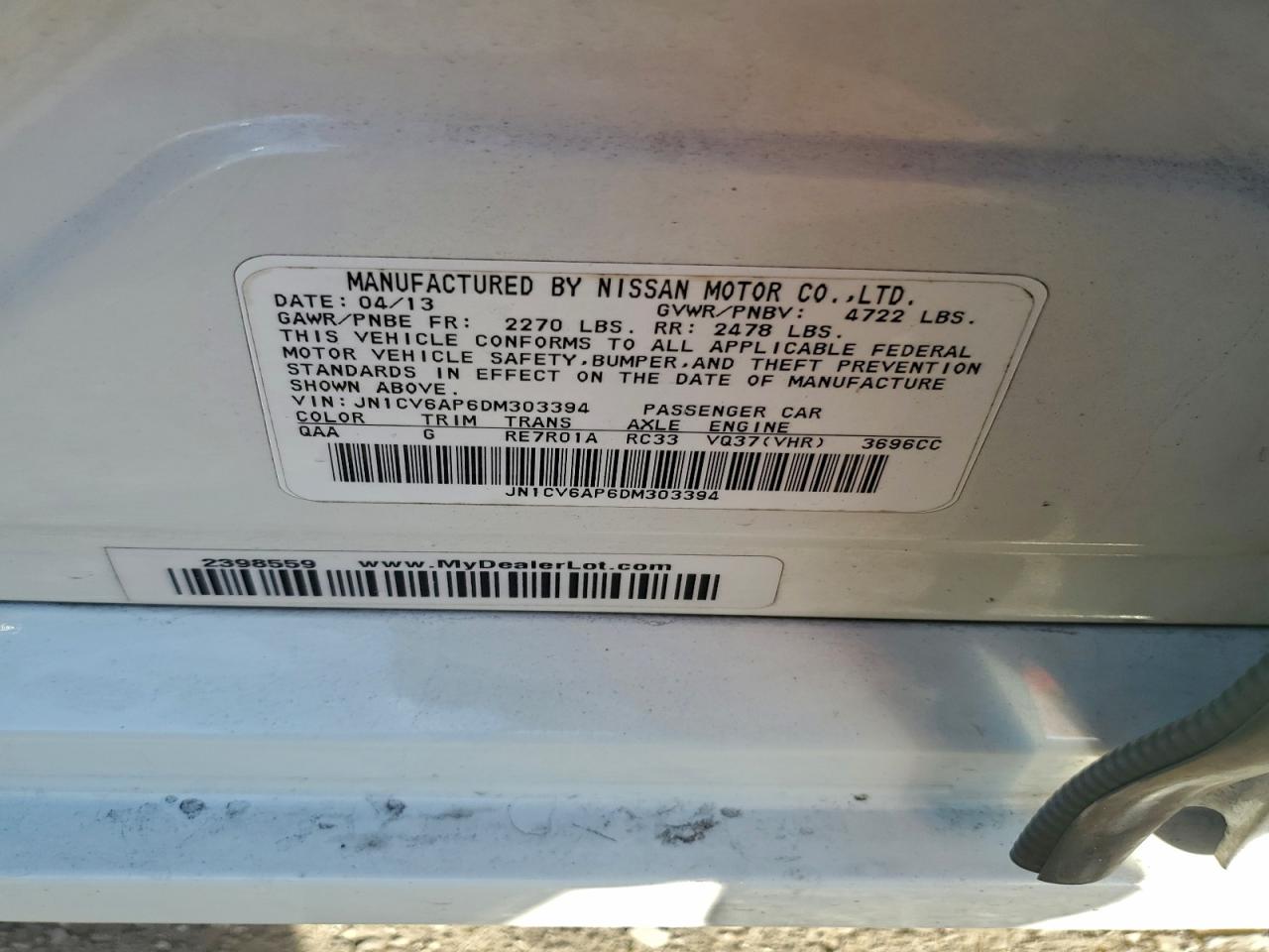 2013 INFINITI G37 BASE photo 13