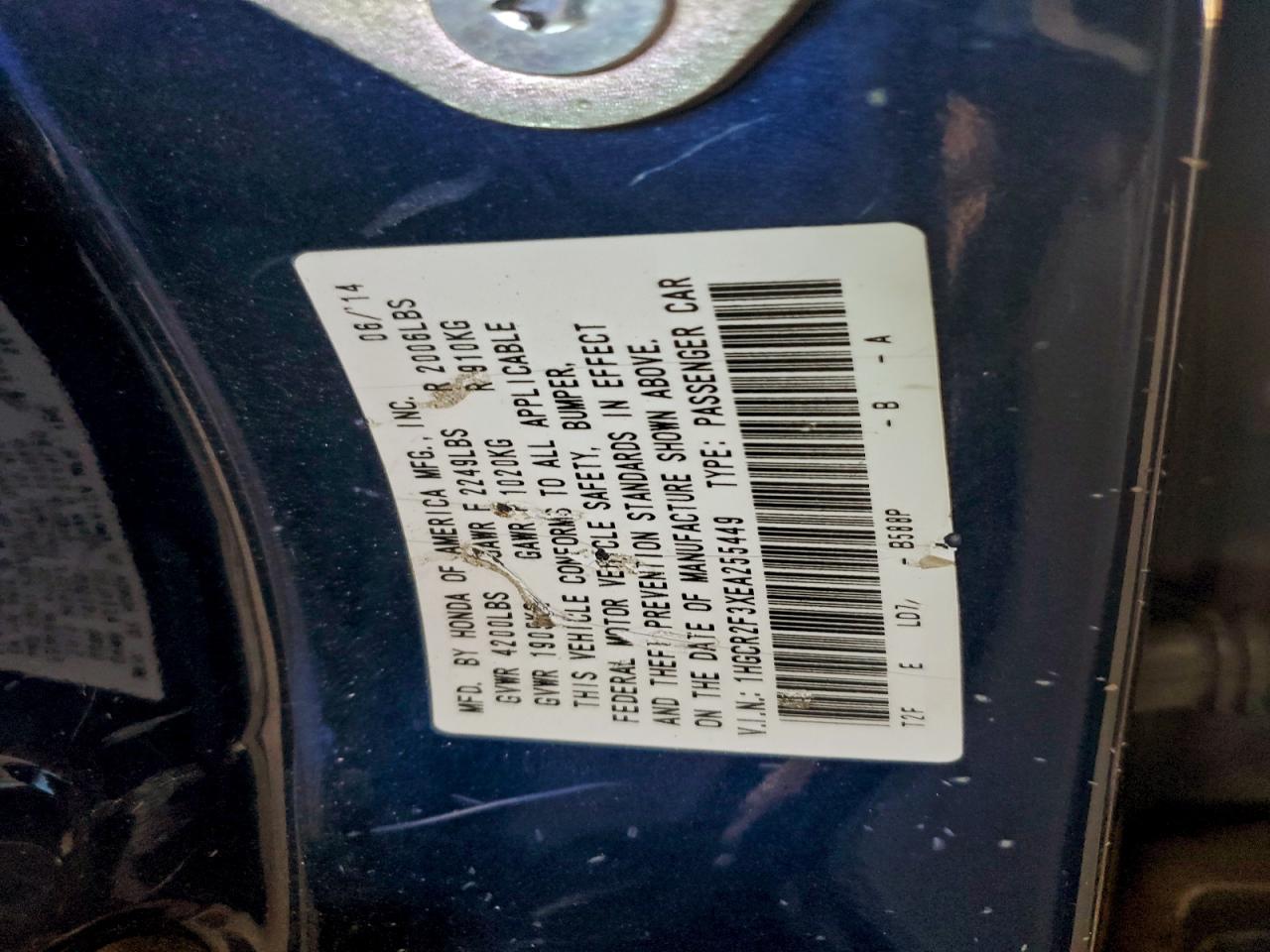 2014 HONDA ACCORD LX photo 12
