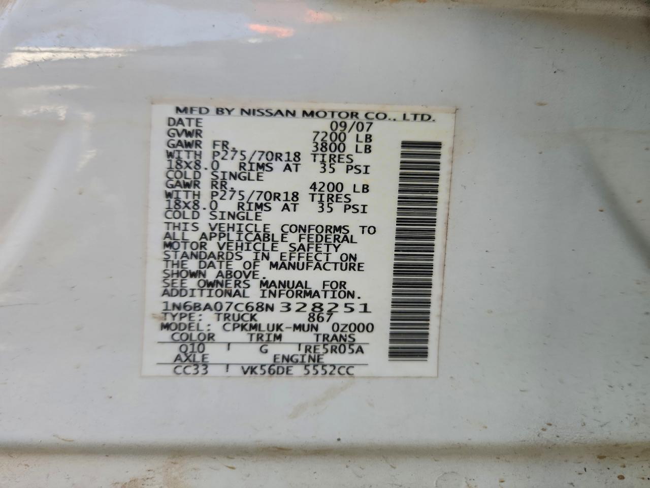 2008 NISSAN TITAN XE photo 12