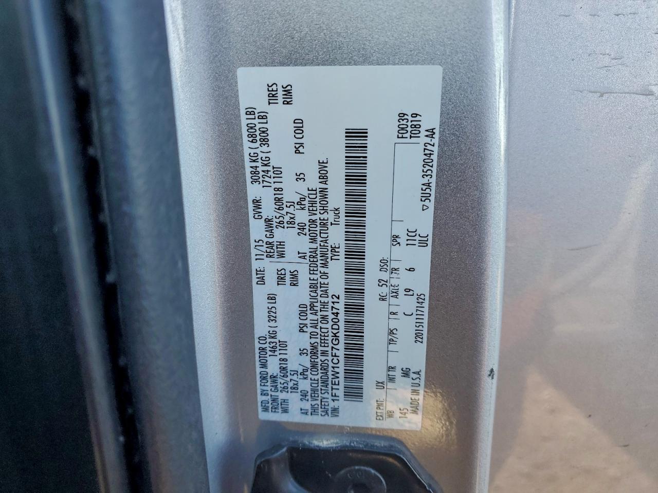 2016 FORD F150 SUPERCREW photo 13