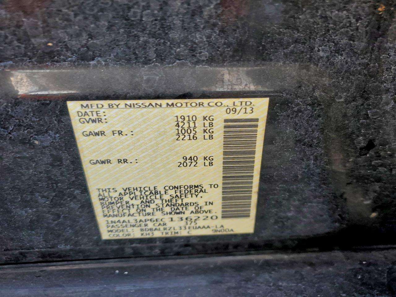 2014 NISSAN ALTIMA 2.5 photo 12