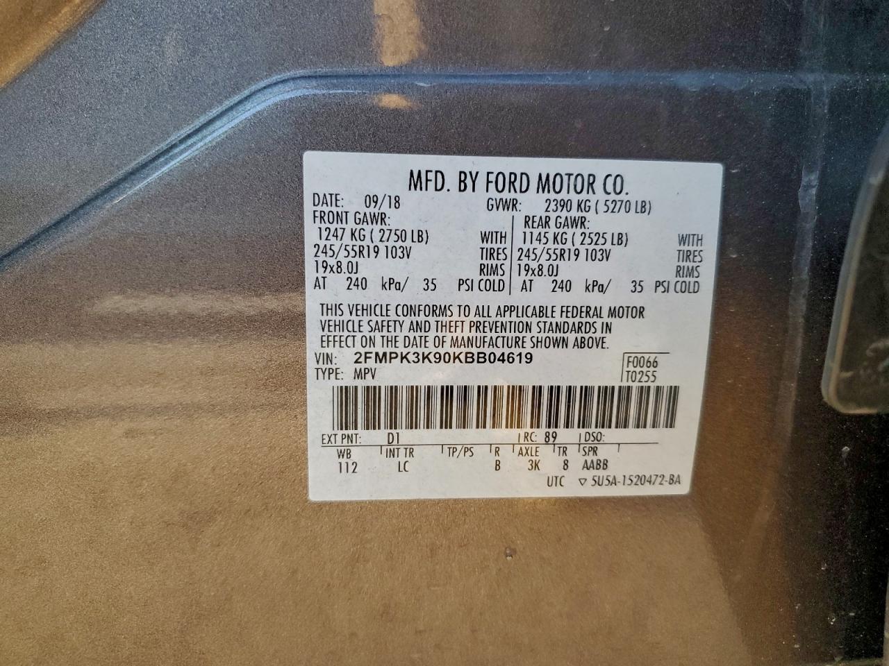 2019 FORD EDGE TITANIUM photo 13