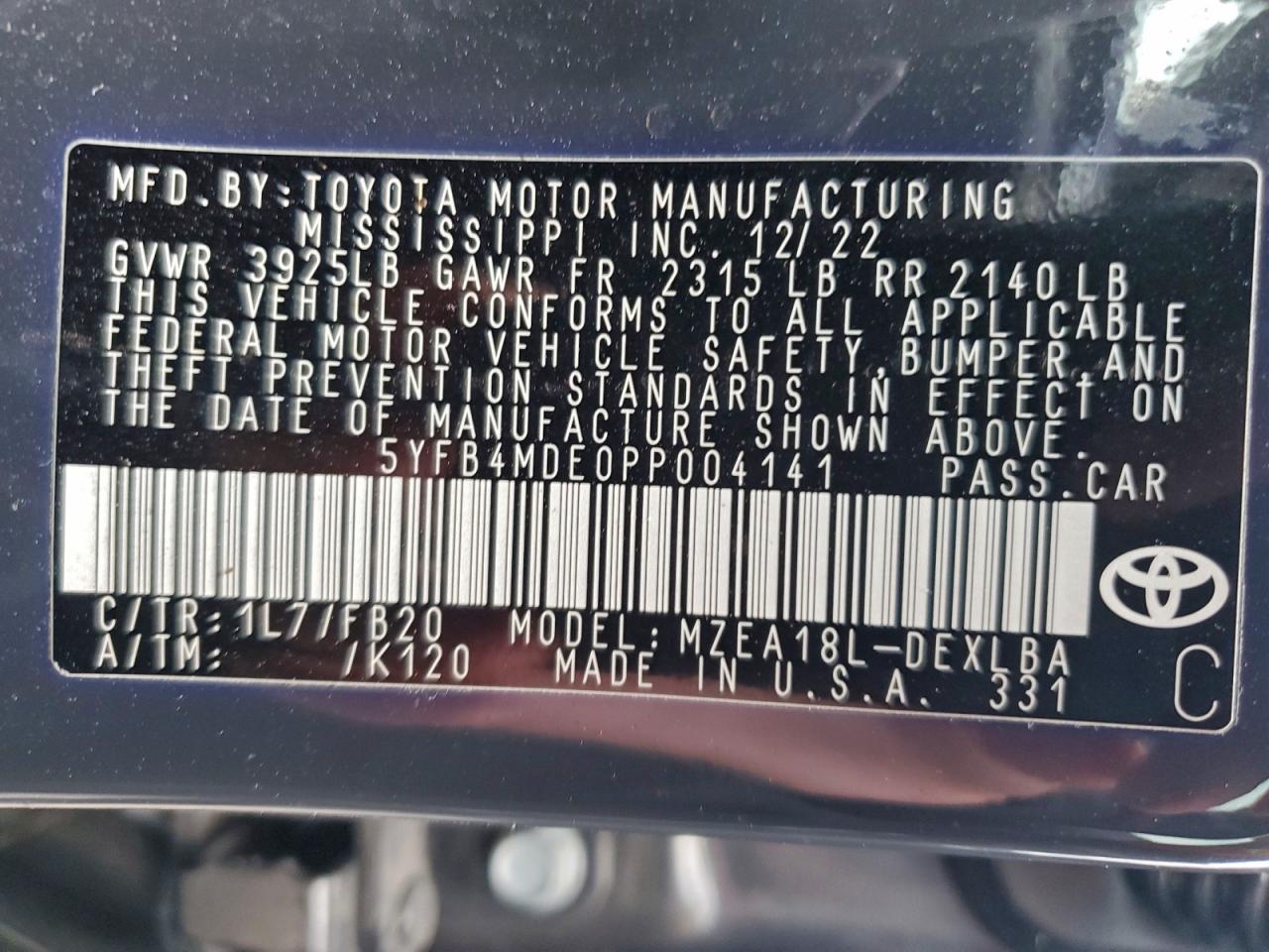 2023 TOYOTA COROLLA LE photo 13