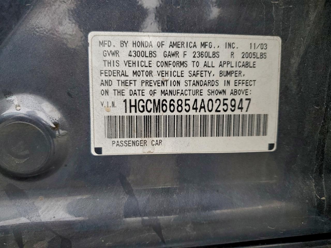 2004 HONDA ACCORD EX photo 12
