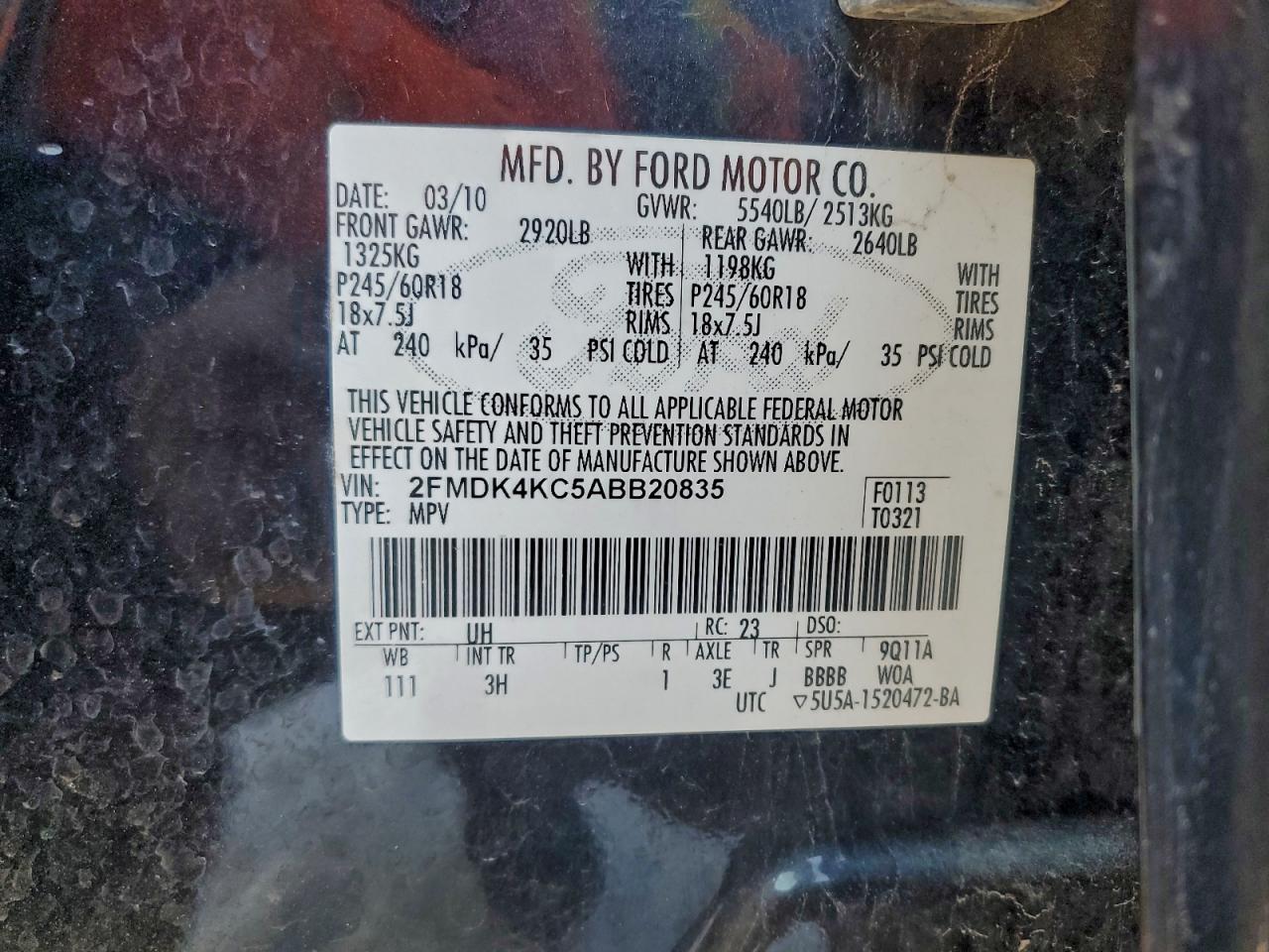 2010 FORD EDGE LIMITED photo 12