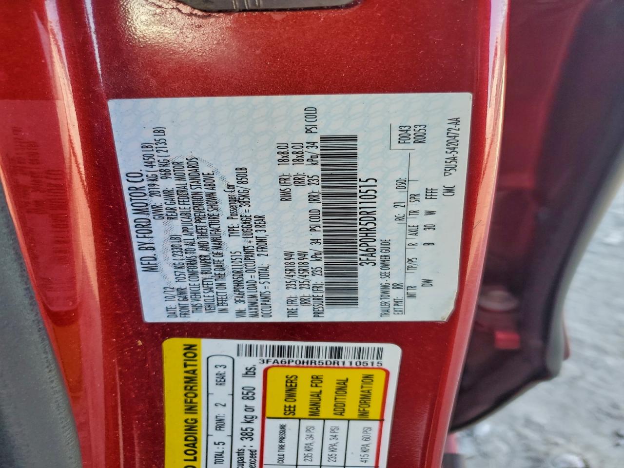 2013 FORD FUSION SE photo 12