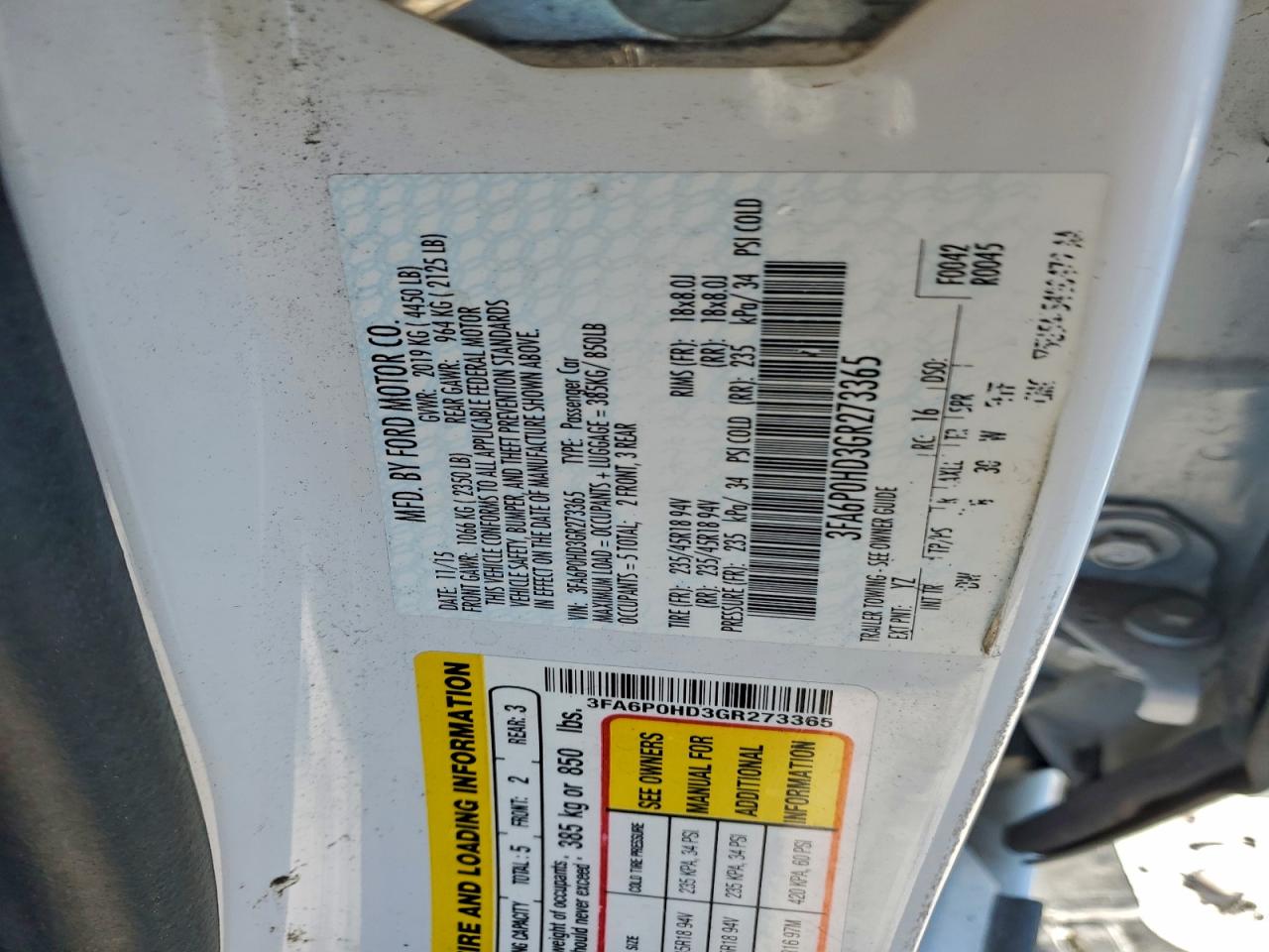 2016 FORD FUSION SE photo 13