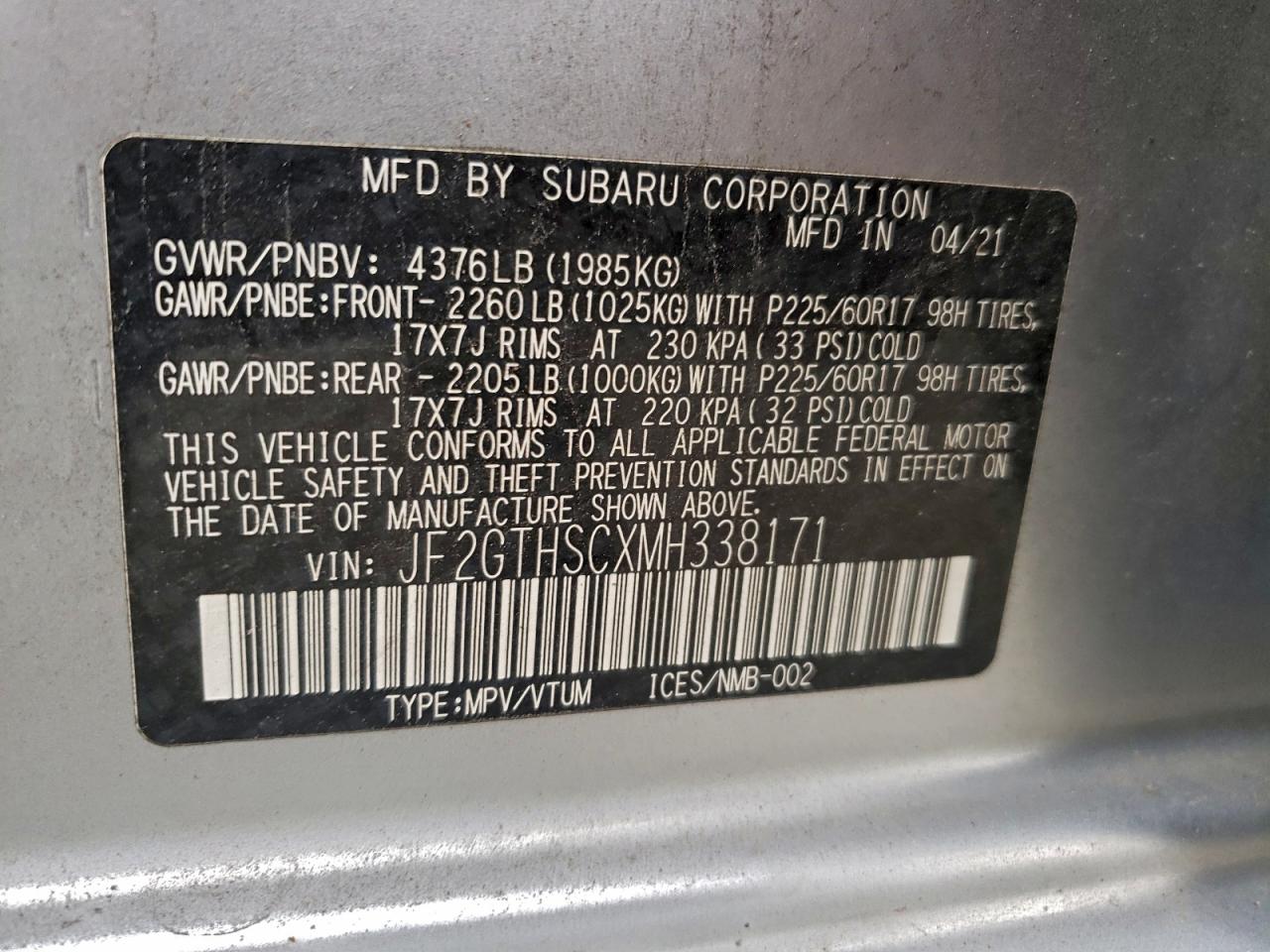 2021 SUBARU CROSSTREK SPORT photo 37