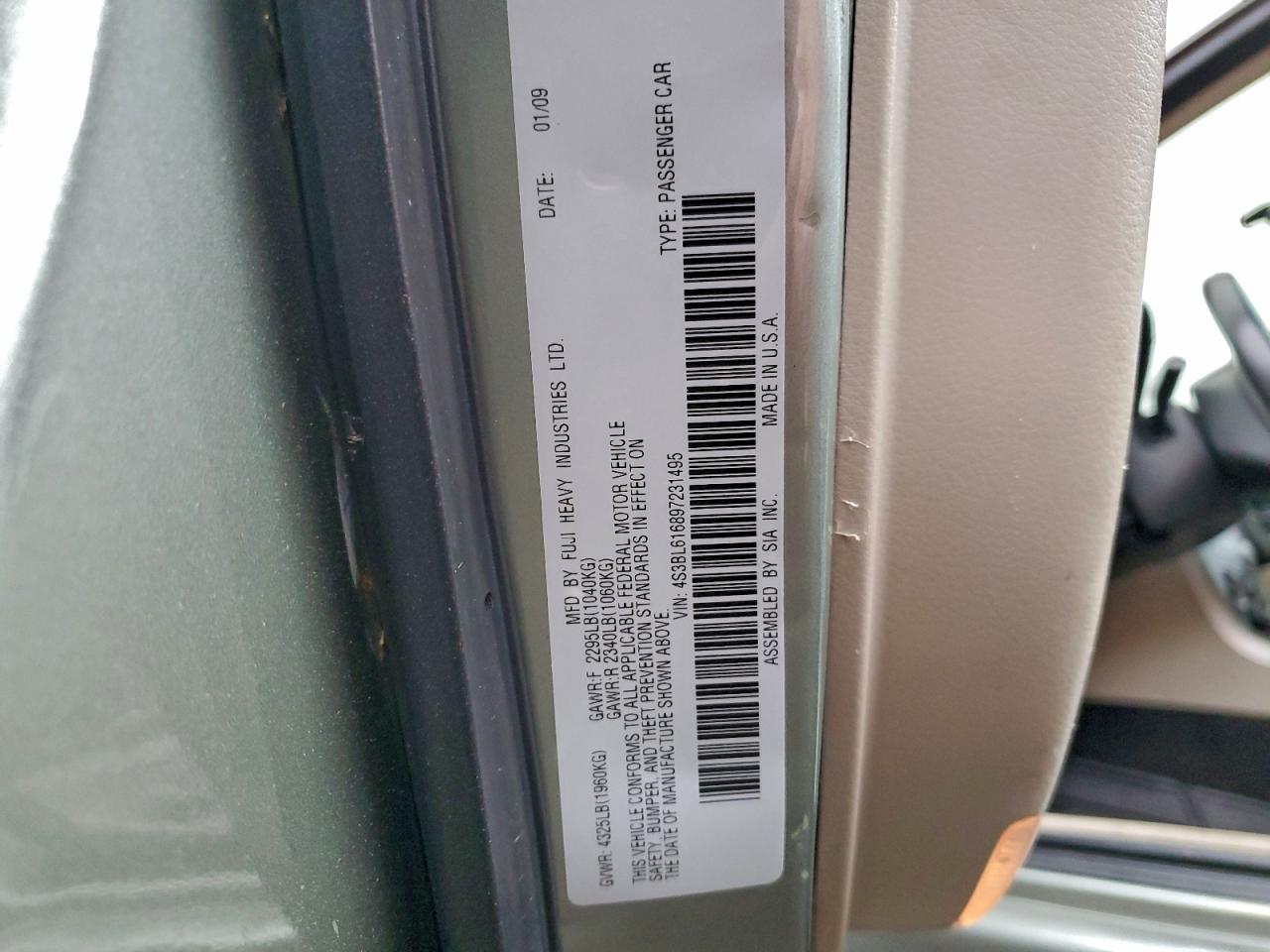 2009 SUBARU LEGACY 2.5I photo 12