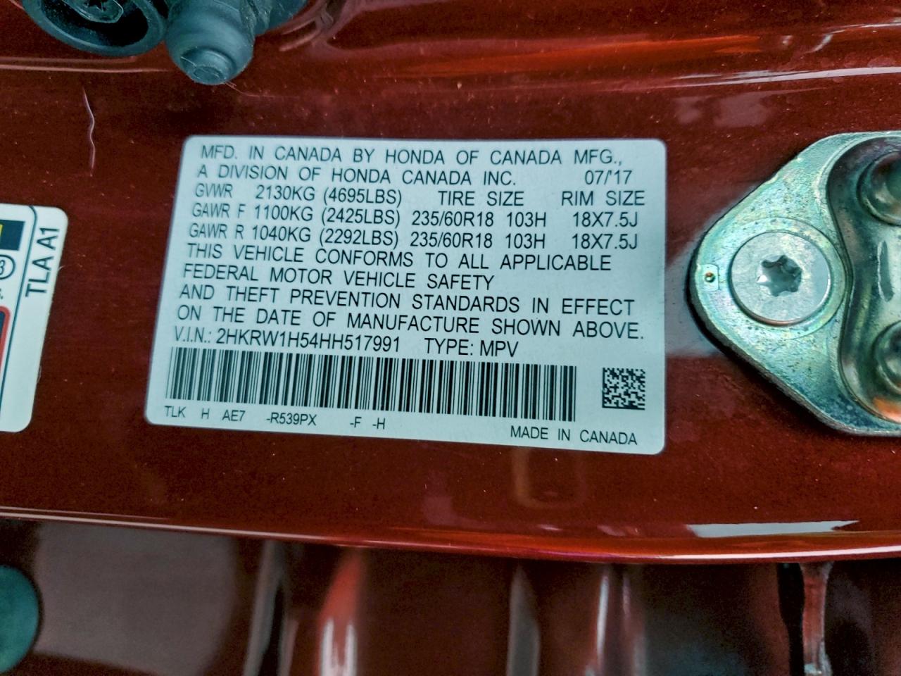 2017 HONDA CR-V EX photo 14