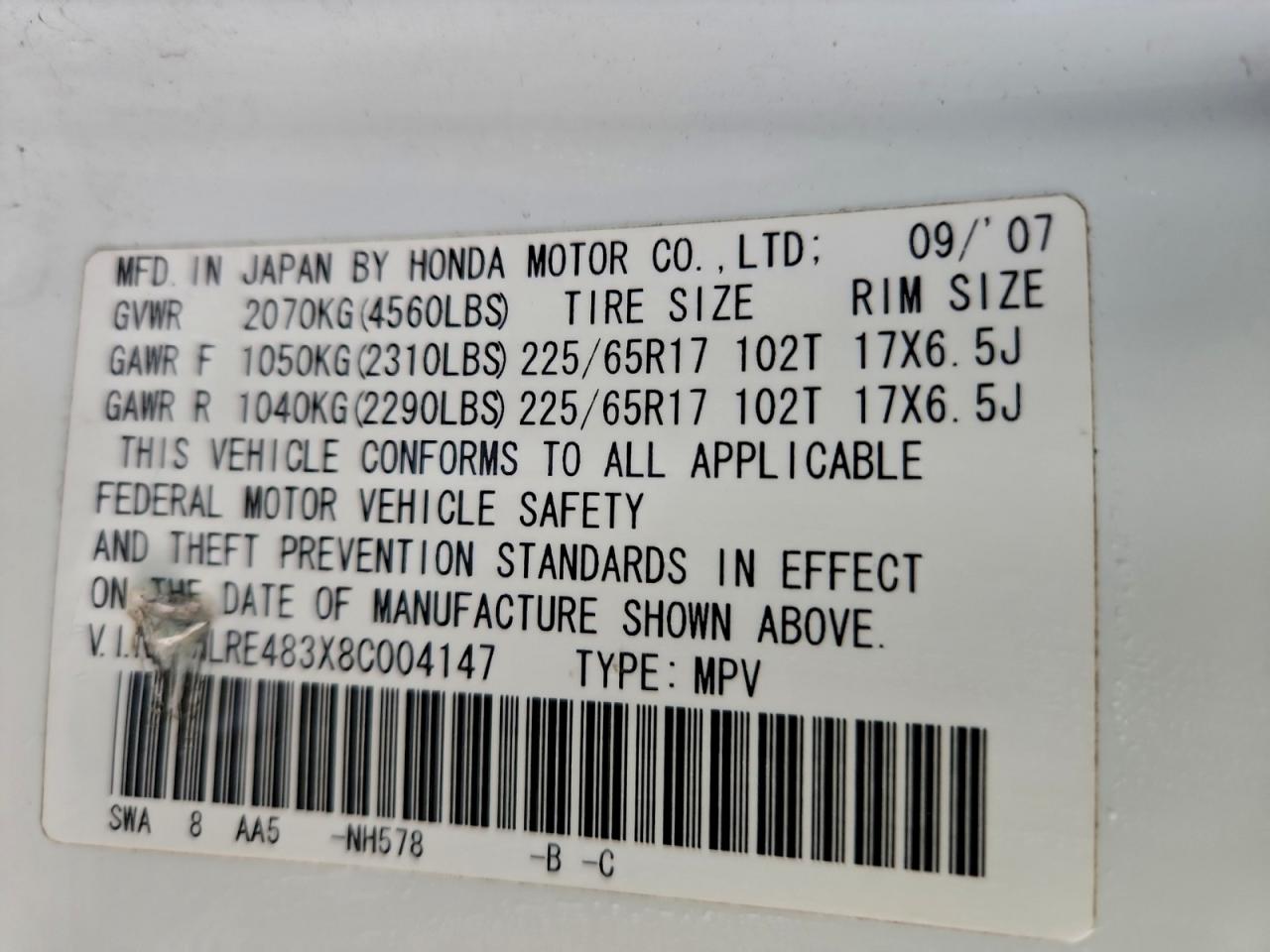 2008 HONDA CR-V LX photo 27