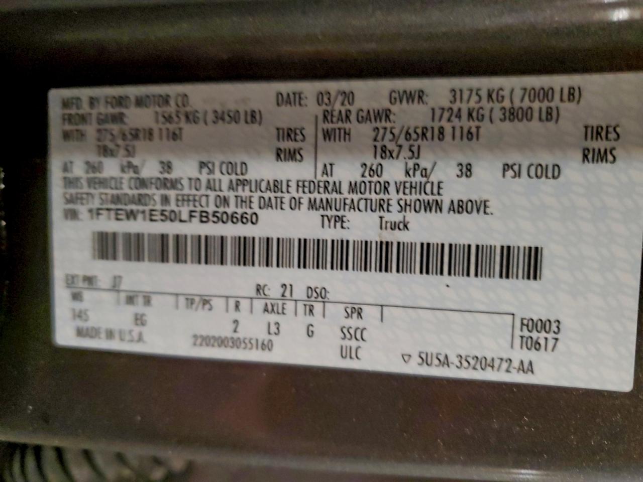 2020 FORD F150 SUPERCREW photo 12