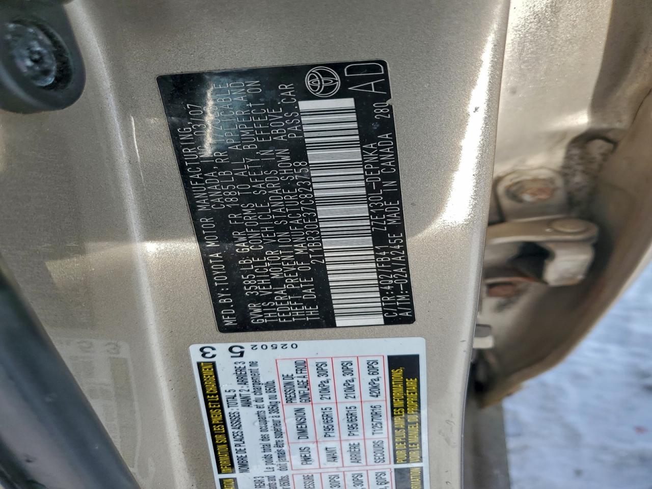 2007 TOYOTA COROLLA CE photo 12