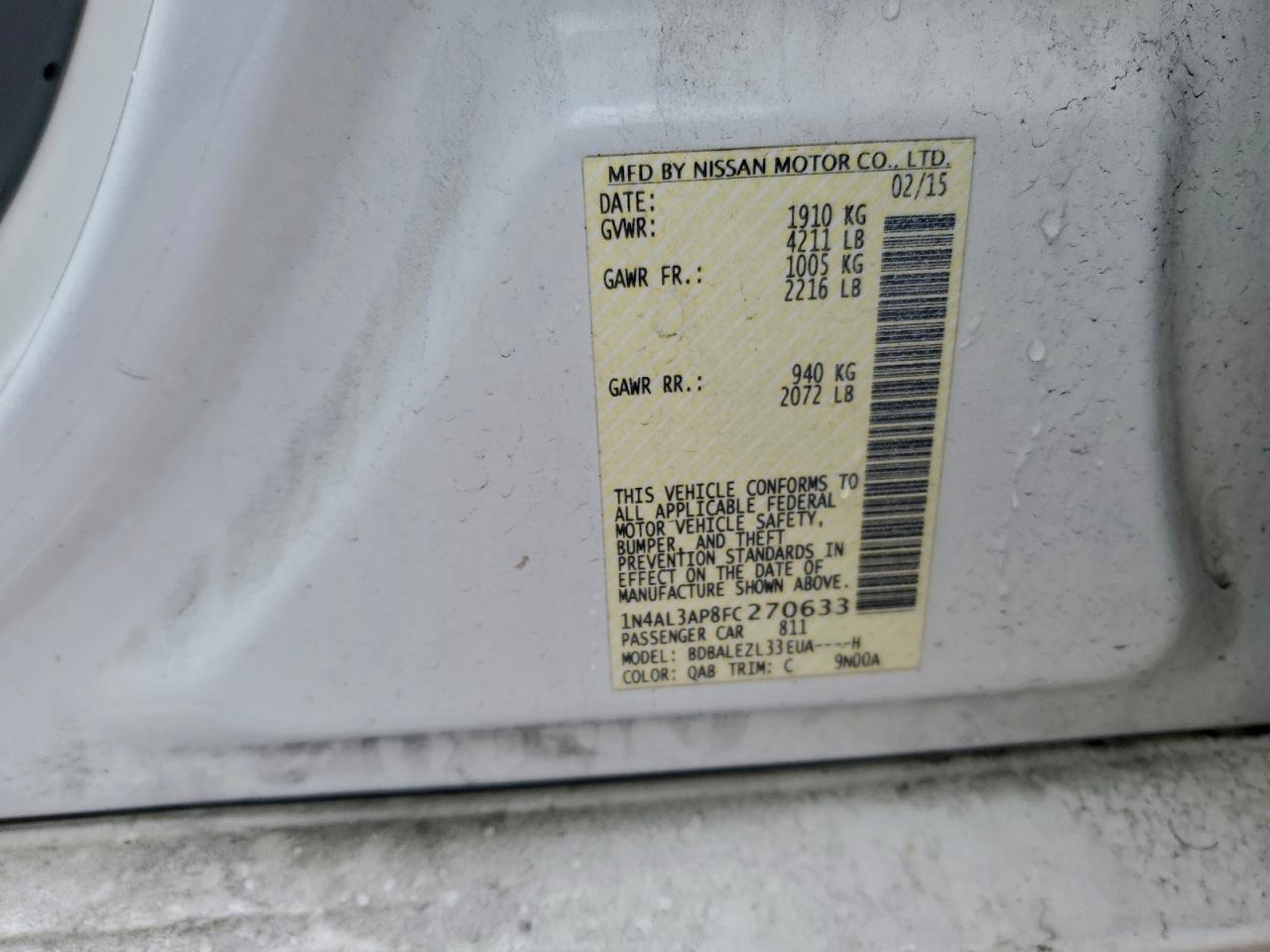 2015 NISSAN ALTIMA 2.5 photo 12