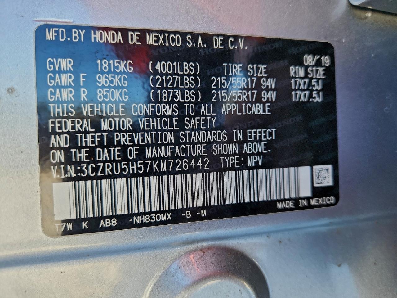 2019 HONDA HR-V EX photo 40