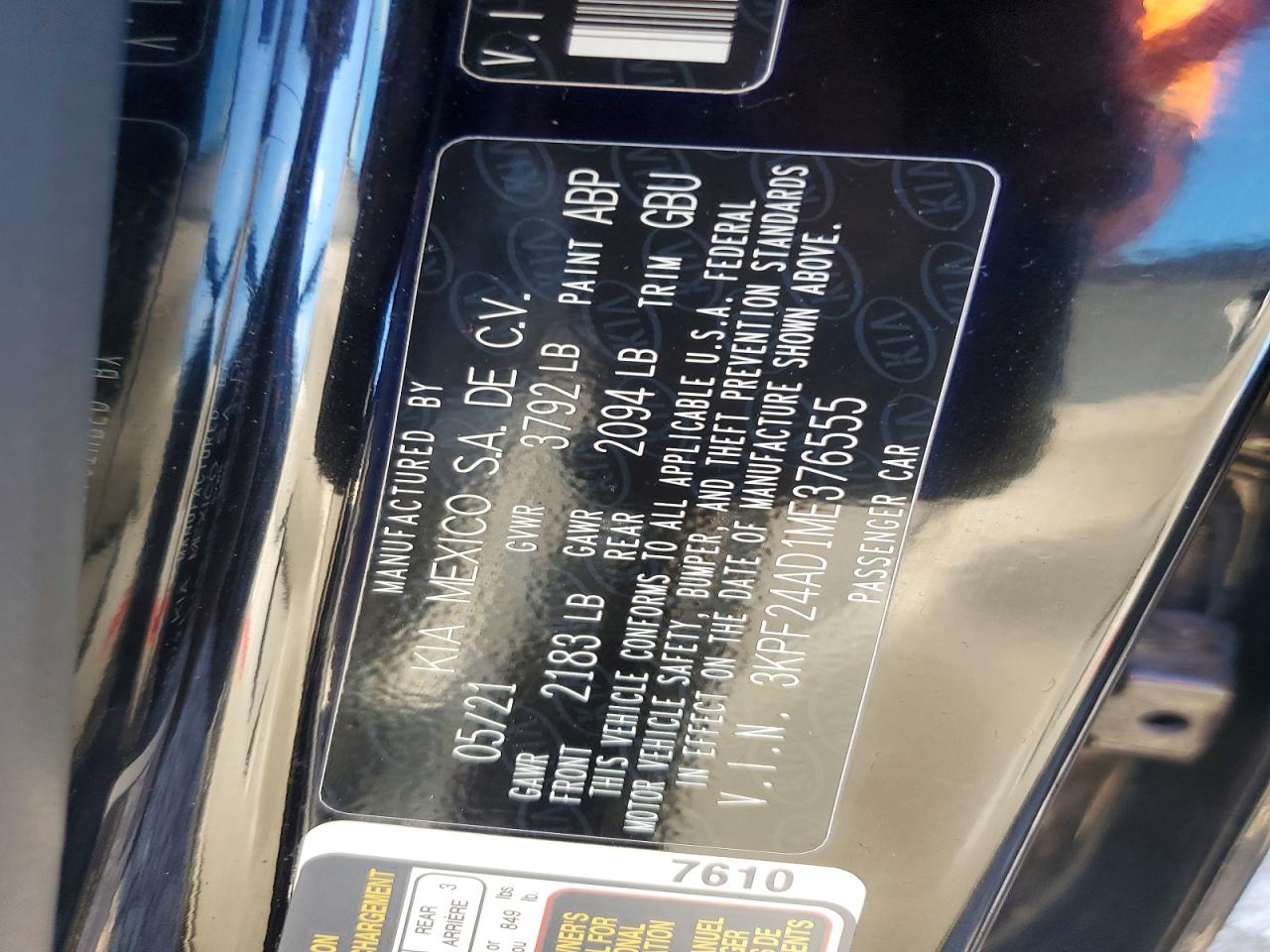 2021 KIA FORTE FE photo 12