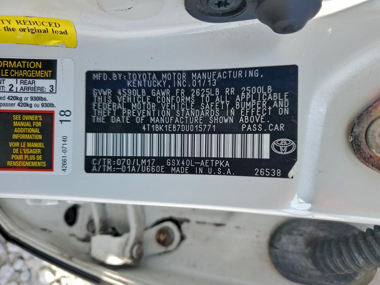 2013 TOYOTA AVALON BASE photo 12