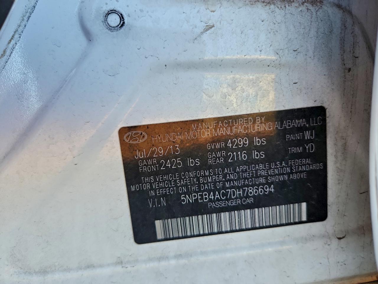 2013 HYUNDAI SONATA GLS photo 12