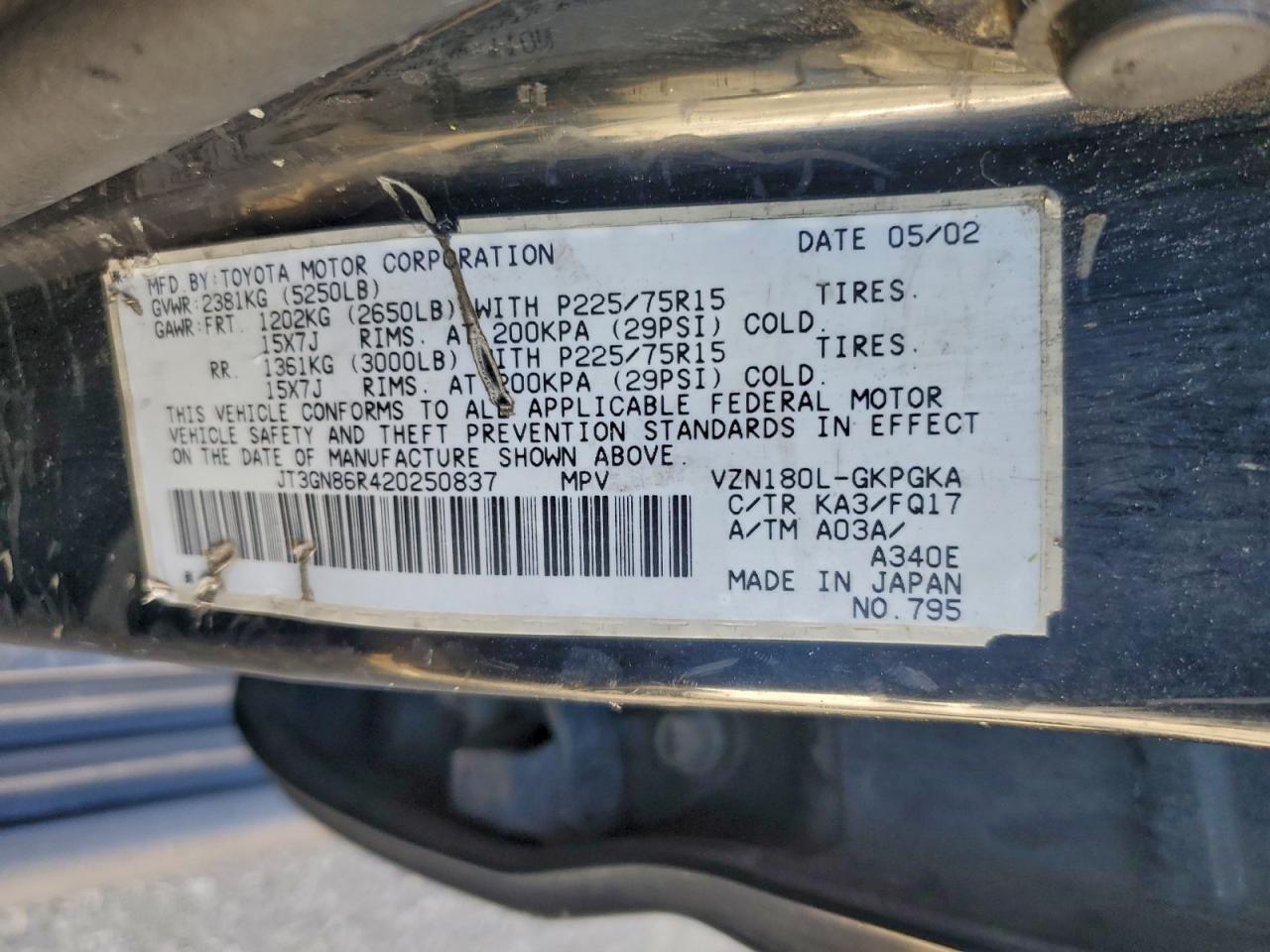 2002 TOYOTA 4RUNNER SR5 photo 13