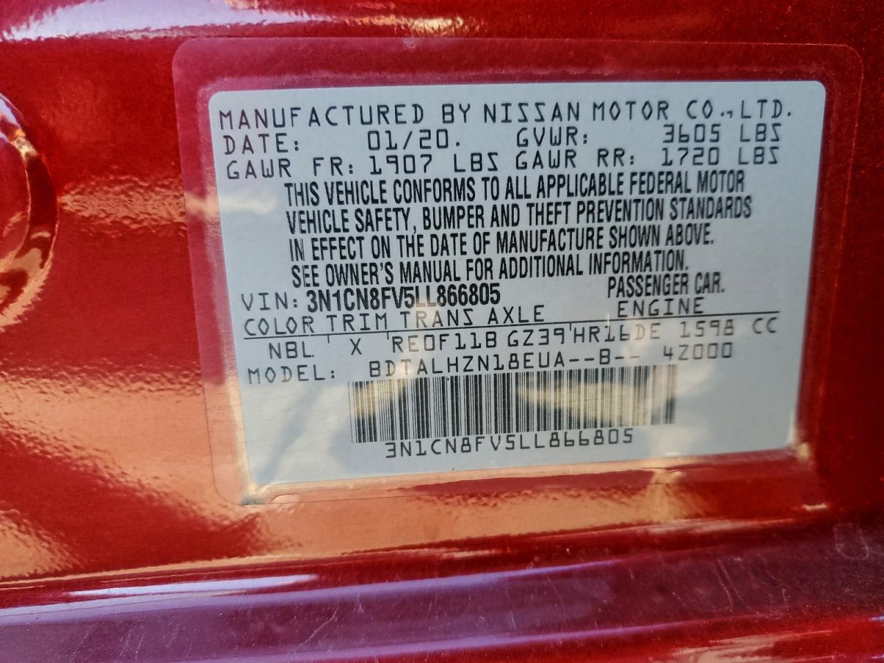2020 NISSAN VERSA SR photo 12