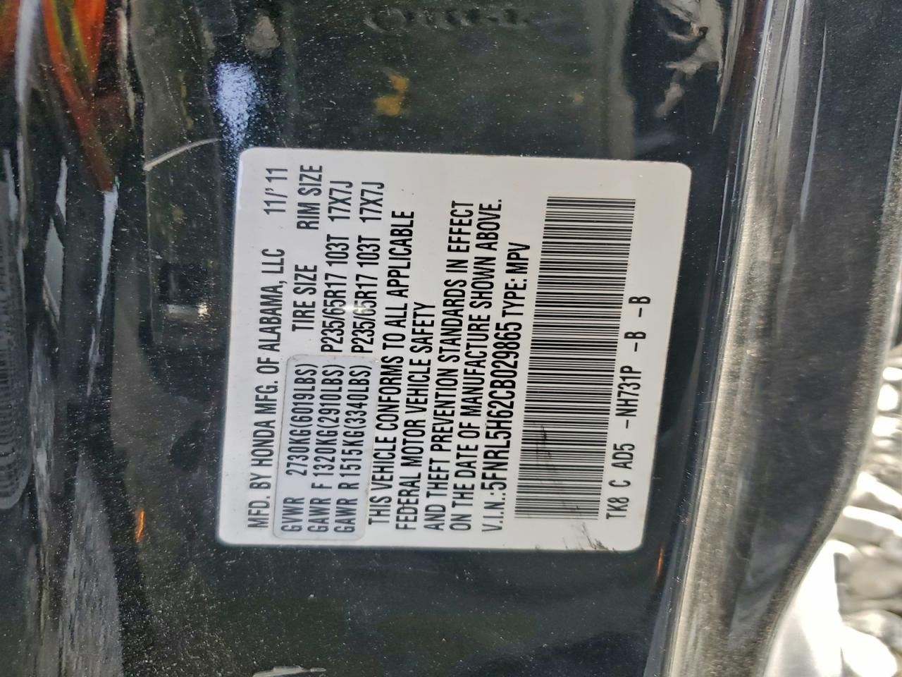 2012 HONDA ODYSSEY EXL photo 13